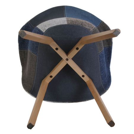 Lot de 2 fauteuils patchwork bleu et gris - DAMIER