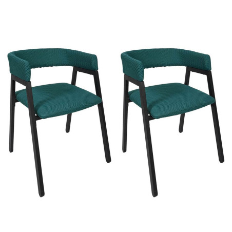 Lot de 2 fauteuils design en tissu texturé maille 3D bleu - DETROY