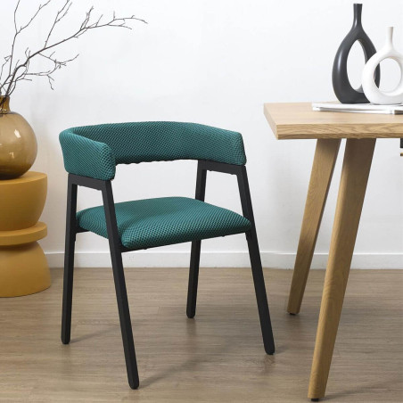 Lot de 2 fauteuils design en tissu texturé maille 3D bleu - DETROY