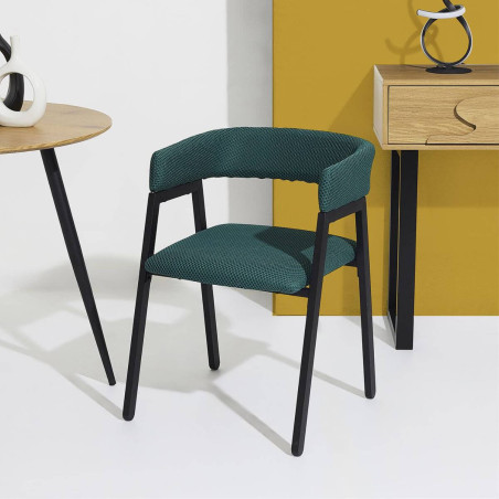 Lot de 2 fauteuils design en tissu texturé maille 3D bleu - DETROY
