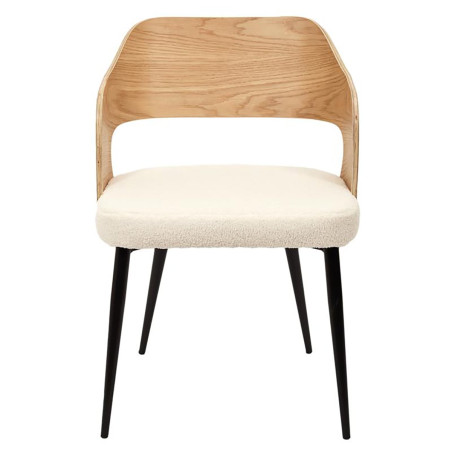 Lot de 2 fauteuils bois et métal, assise en tissu bouclette - KILIO