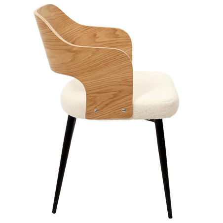 Lot de 2 fauteuils bois et métal, assise en tissu bouclette - KILIO