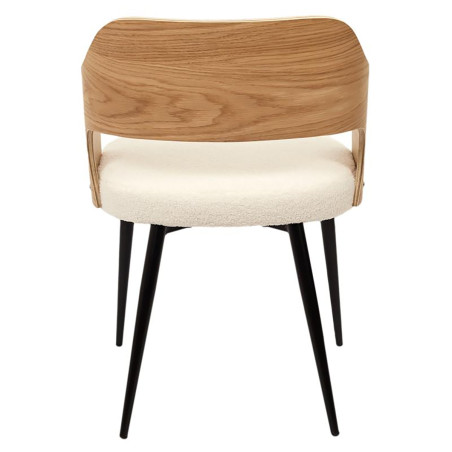 Lot de 2 fauteuils bois et métal, assise en tissu bouclette - KILIO