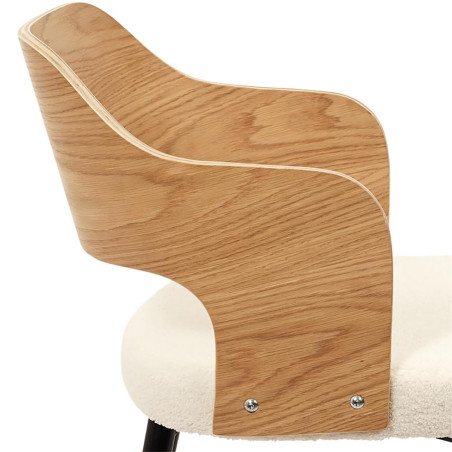 Lot de 2 fauteuils bois et métal, assise en tissu bouclette - KILIO