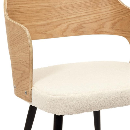 Lot de 2 fauteuils bois et métal, assise en tissu bouclette - KILIO