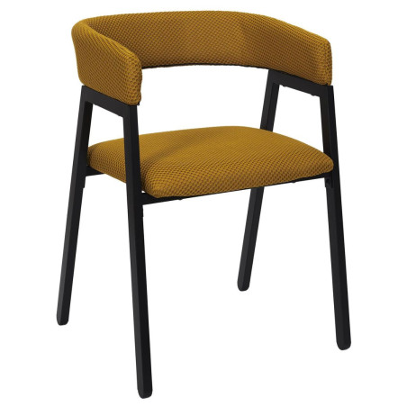 Lot de 2 fauteuils de table en tissu texturé maille 3D jaune - DETROY