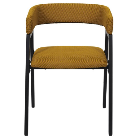 Lot de 2 fauteuils de table en tissu texturé maille 3D jaune - DETROY