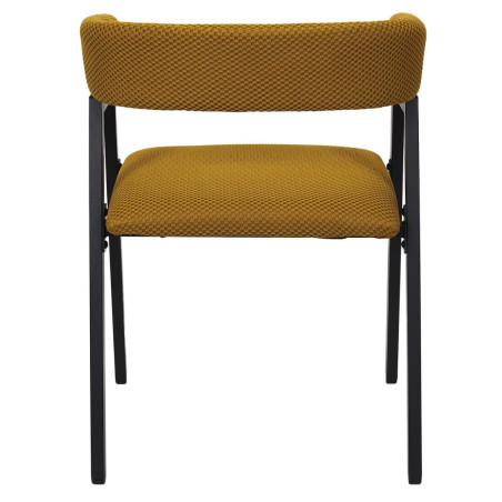 Lot de 2 fauteuils de table en tissu texturé maille 3D jaune - DETROY