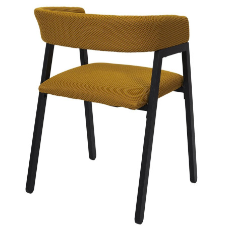 Lot de 2 fauteuils de table en tissu texturé maille 3D jaune - DETROY