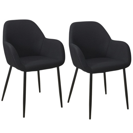 Lot de 2 fauteuils de table en tissu maille 3D noir - DETROY