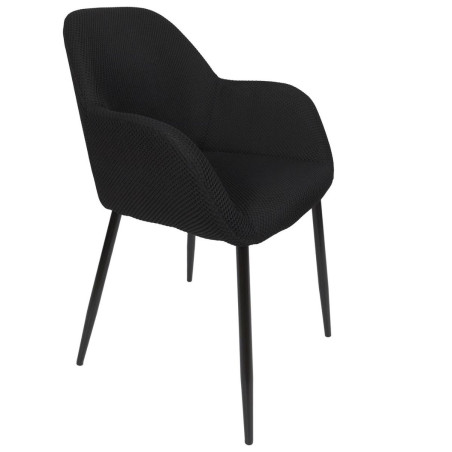 Lot de 2 fauteuils de table en tissu maille 3D noir - DETROY