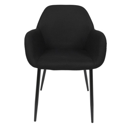 Lot de 2 fauteuils de table en tissu maille 3D noir - DETROY