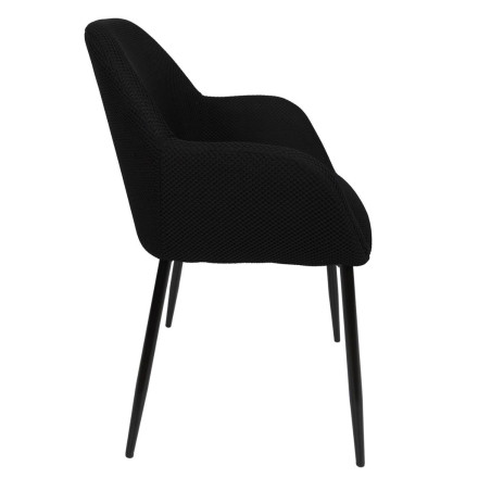 Lot de 2 fauteuils de table en tissu maille 3D noir - DETROY