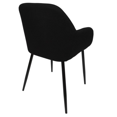 Lot de 2 fauteuils de table en tissu maille 3D noir - DETROY