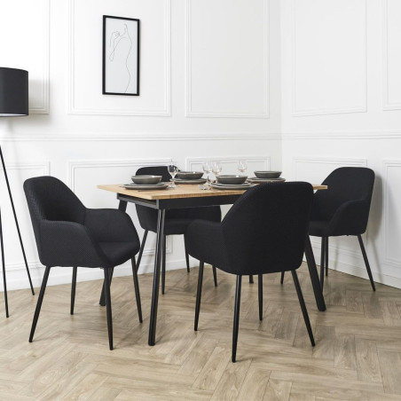 Lot de 2 fauteuils de table en tissu maille 3D noir - DETROY