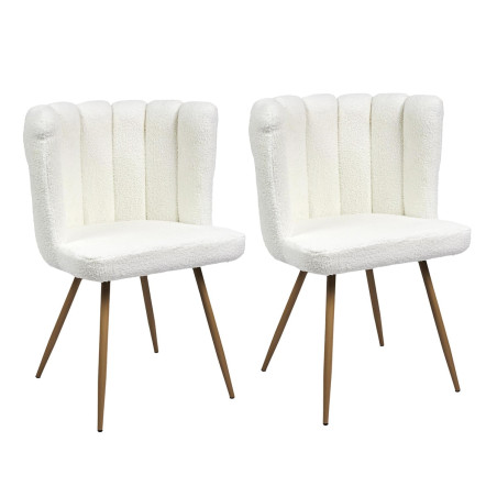 Lot de 2 fauteuils blanc tissu bouclette - FJAREN
