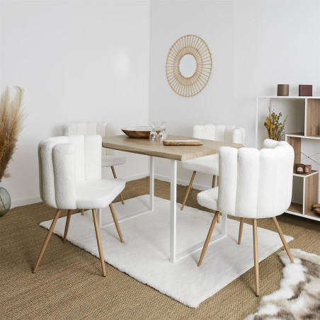 Lot de 2 fauteuils blanc tissu bouclette - FJAREN