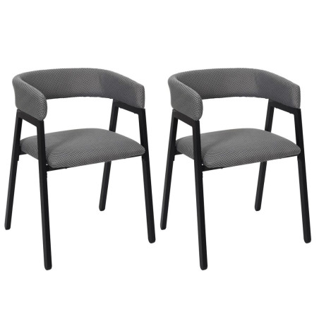 Lot de 2 fauteuils design de table en tissu texturé maille 3D gris - DETROY