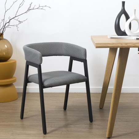 Lot de 2 fauteuils design de table en tissu texturé maille 3D gris - DETROY