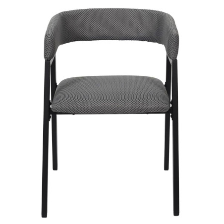 Lot de 2 fauteuils design de table en tissu texturé maille 3D gris - DETROY