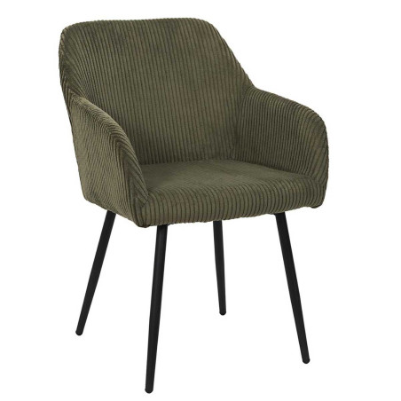 Lot de 2 fauteuils de table en velours côtelé vert - AMORA