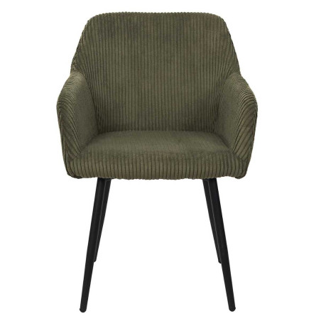 Lot de 2 fauteuils de table en velours côtelé vert - AMORA
