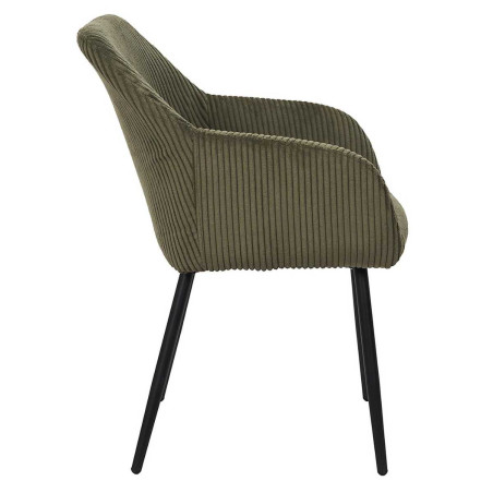 Lot de 2 fauteuils de table en velours côtelé vert - AMORA