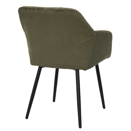 Lot de 2 fauteuils de table en velours côtelé vert - AMORA