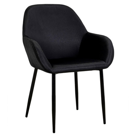 Lot de 2 fauteuils velours côtelé noir - ALESIA