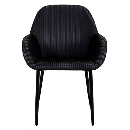 Lot de 2 fauteuils velours côtelé noir - ALESIA