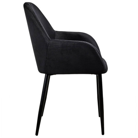Lot de 2 fauteuils velours côtelé noir - ALESIA