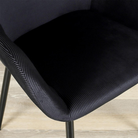 Lot de 2 fauteuils velours côtelé noir - ALESIA