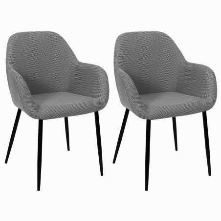 Lot de 2 fauteuils de table en tissu texturé maille 3D gris - DETROY