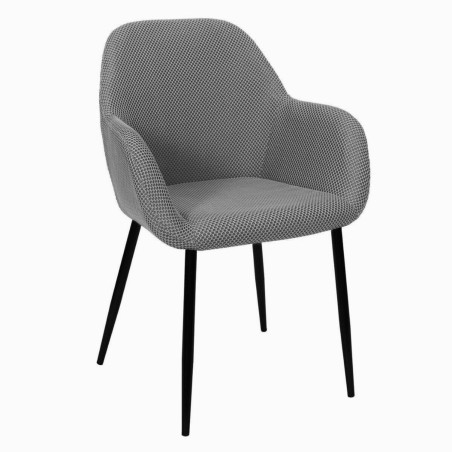 Lot de 2 fauteuils de table en tissu texturé maille 3D gris - DETROY