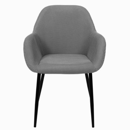Lot de 2 fauteuils de table en tissu texturé maille 3D gris - DETROY