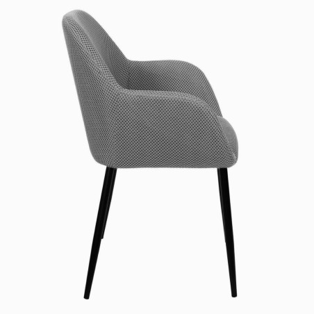 Lot de 2 fauteuils de table en tissu texturé maille 3D gris - DETROY