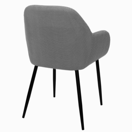 Lot de 2 fauteuils de table en tissu texturé maille 3D gris - DETROY