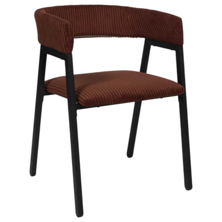 Lot de 2 fauteuils de table design en métal et velours côtelé terracotta - AMORA