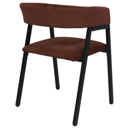 Lot de 2 fauteuils de table design en métal et velours côtelé terracotta - AMORA