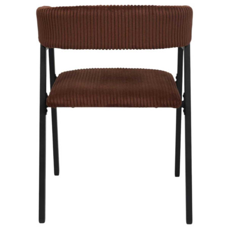 Lot de 2 fauteuils de table design en métal et velours côtelé terracotta - AMORA