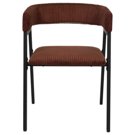 Lot de 2 fauteuils de table design en métal et velours côtelé terracotta - AMORA