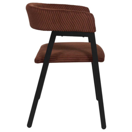 Lot de 2 fauteuils de table design en métal et velours côtelé terracotta - AMORA