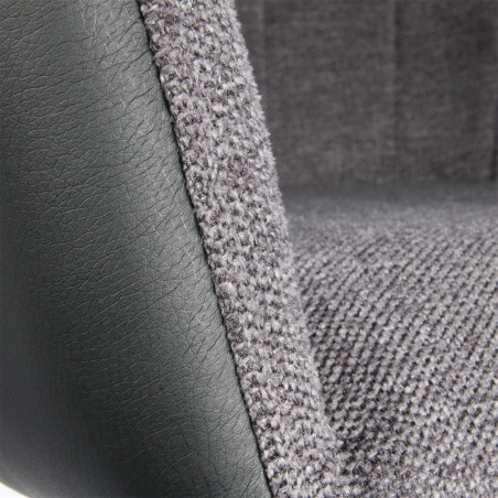 Lot de 2 Fauteuils Tissu Gris et Simili Noir - AMANDE