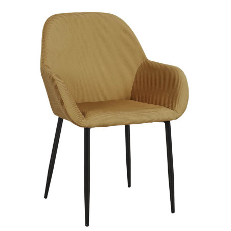 Lot de 2 fauteuils velours côtelé jaune moutarde - ALESIA