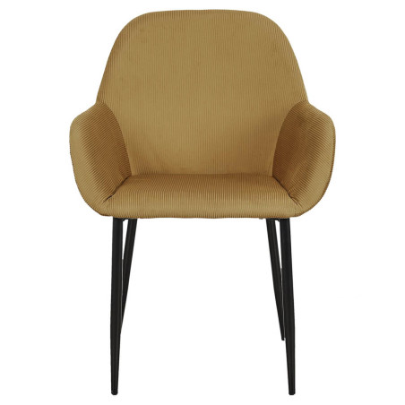 Lot de 2 fauteuils velours côtelé jaune moutarde - ALESIA