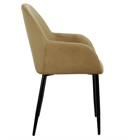 Lot de 2 fauteuils velours côtelé jaune moutarde - ALESIA
