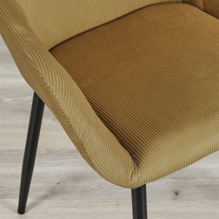 Lot de 2 fauteuils velours côtelé jaune moutarde - ALESIA