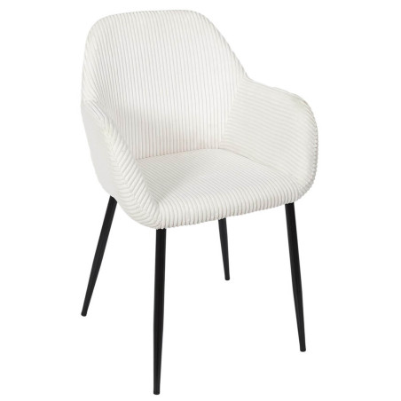 Lot de 2 fauteuils de table en velours côtelé crème - AMORA
