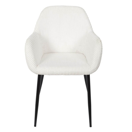 Lot de 2 fauteuils de table en velours côtelé crème - AMORA