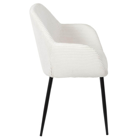 Lot de 2 fauteuils de table en velours côtelé crème - AMORA